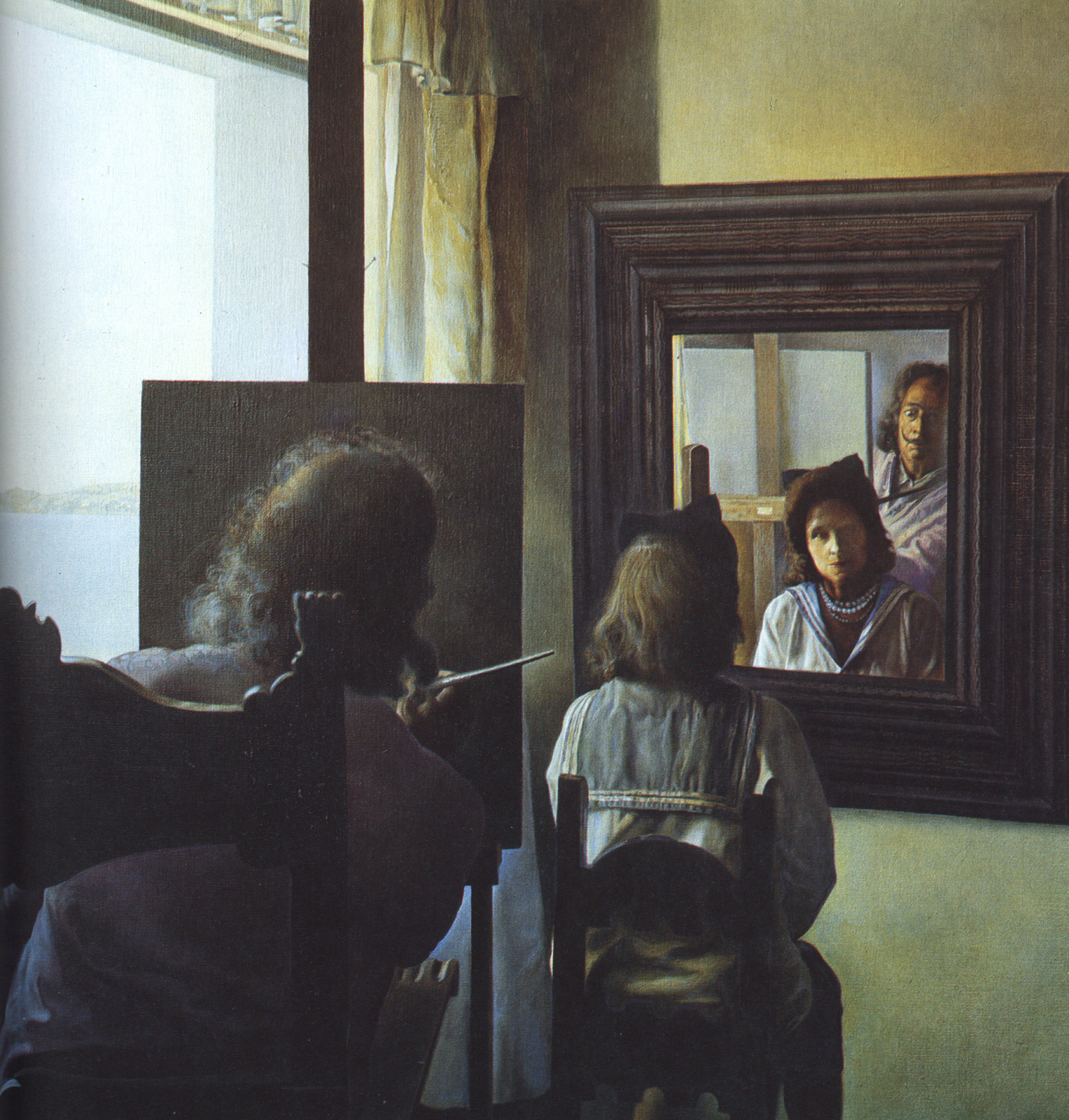 Dali from the Back Painting Gala from the Back Eternalized by Six Virtual Corneas Provisionally Reflected in Six Real Mirrors