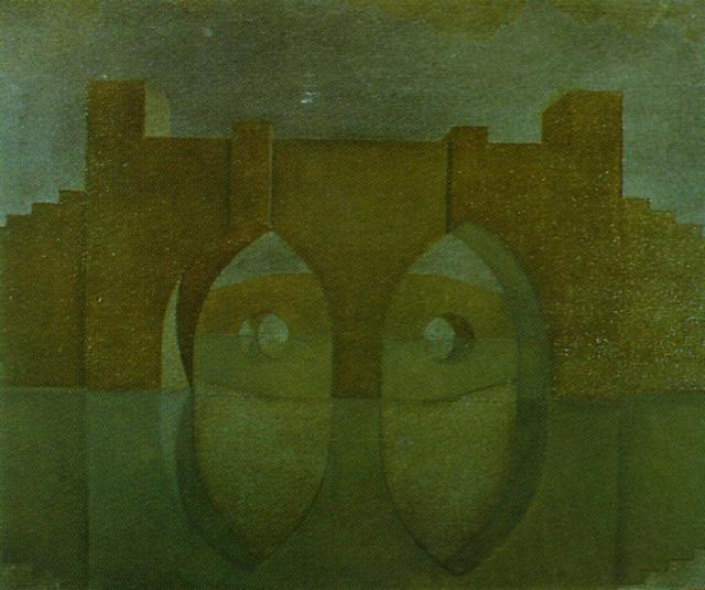 Untitled (Bridge with Reflections; sketch for a dual image picture, unfinished)