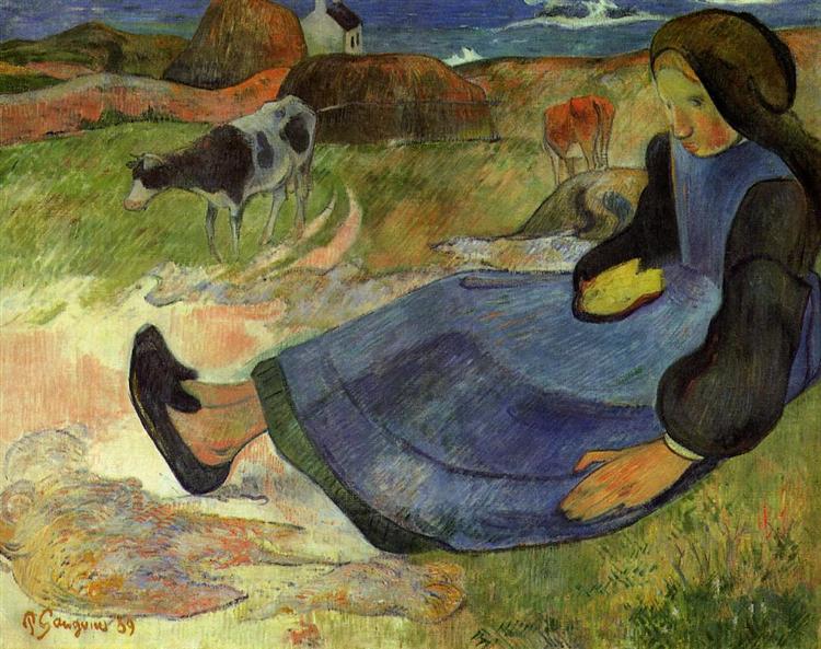 Seated breton girl