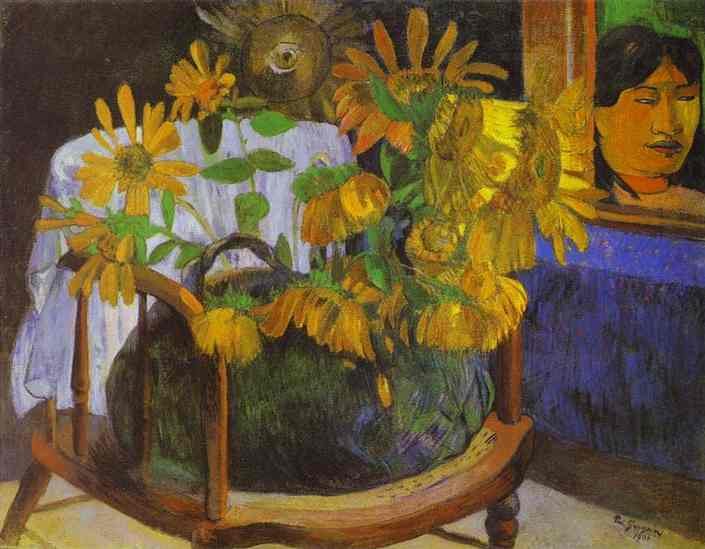 Still Life with Sunflowers on an armchair 