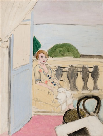 Femme Assise Sur Un Balcon
