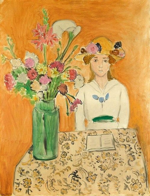 Girl in White with a Bouquet