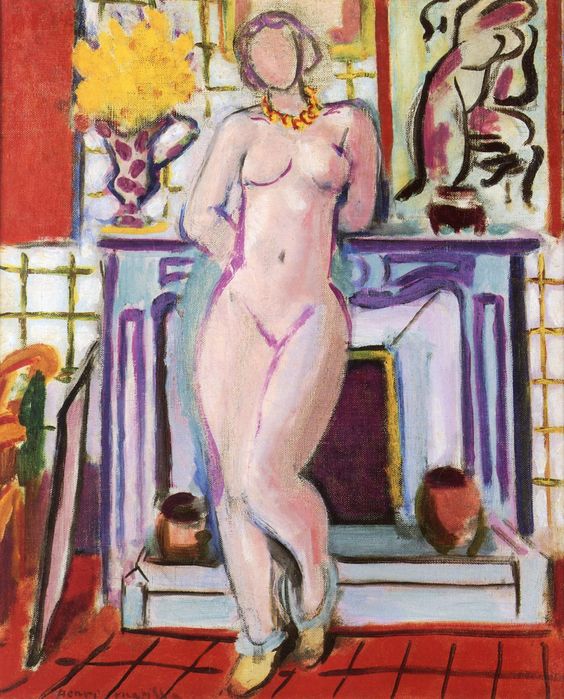 Nude Standing in Front of the Fireplace