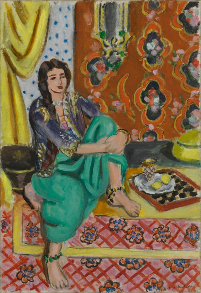 Seated Odalisque, Left Knee Bent, Ornamental Background and Checkerboard