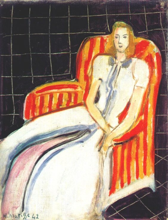 Simone in Striped Armchair