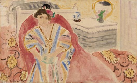 Woman on a Red Sofa