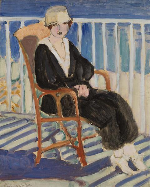 Young Girl on a Balcony over the Ocean
