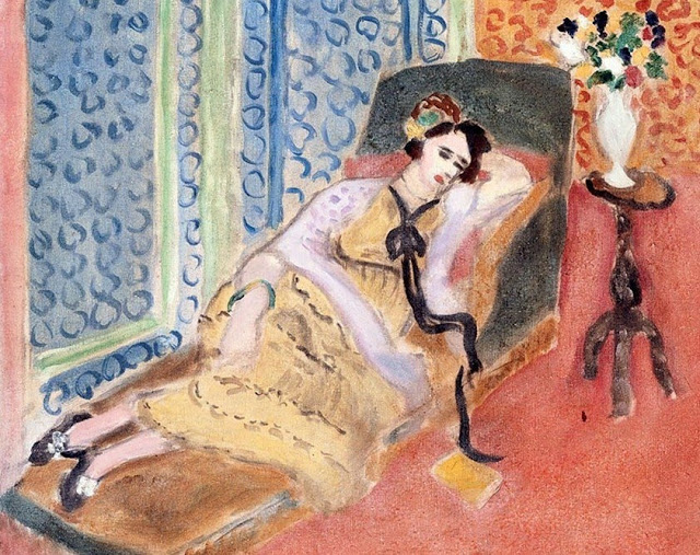 Young Woman on a Divan. Black Ribbon