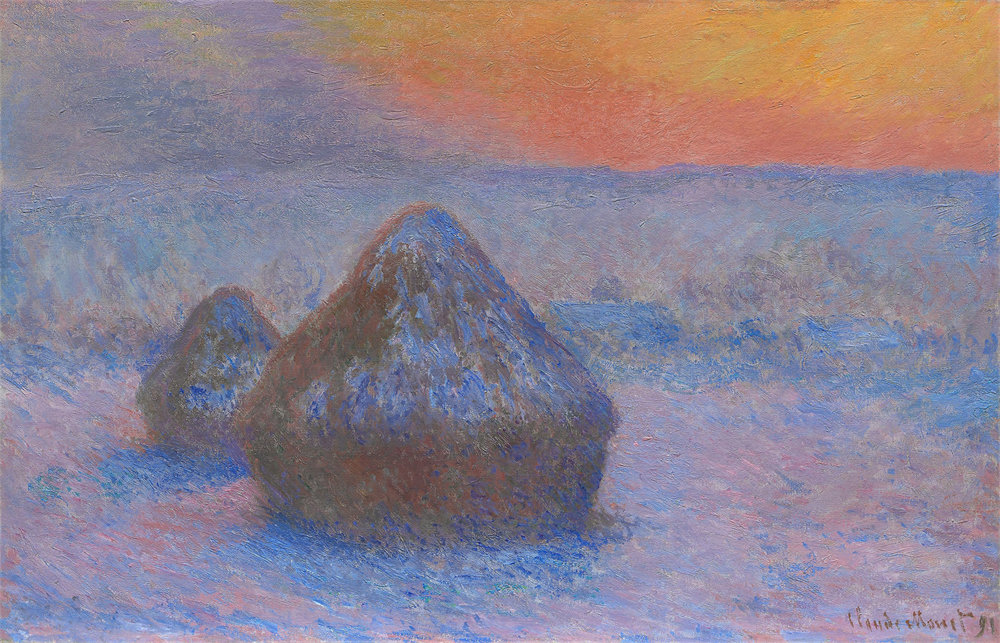 Stacks of Wheat (Sunset, Snow Effect)
