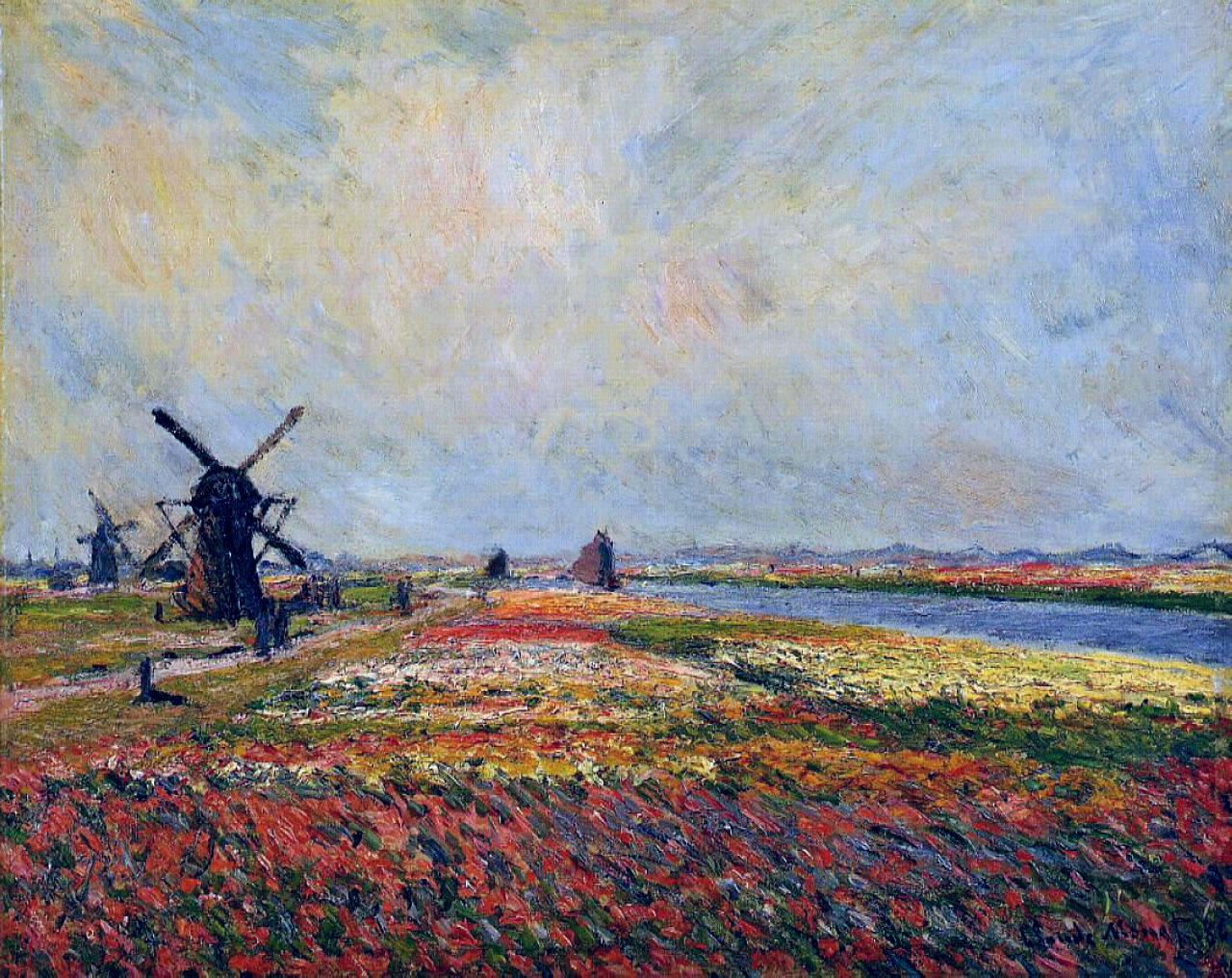 Fields of Flowers and Windmills near Leiden