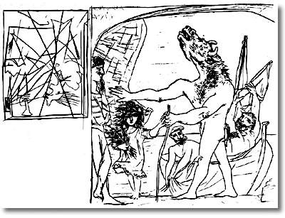 Blind Minotaur is guided by girl