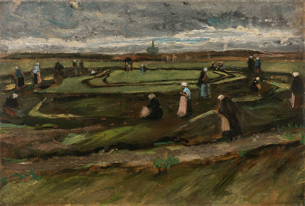 Women Mending Nets in the Dunes 沙丘上补渔网的女子