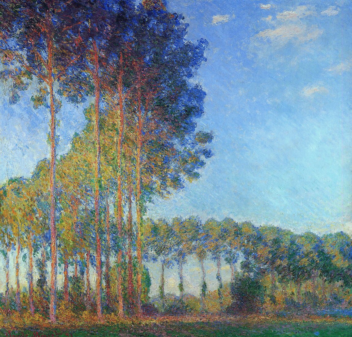 Poplars on the Banks of the River Epte, Seen from the Marsh 从沼泽地观望厄普特河岸边的白杨树