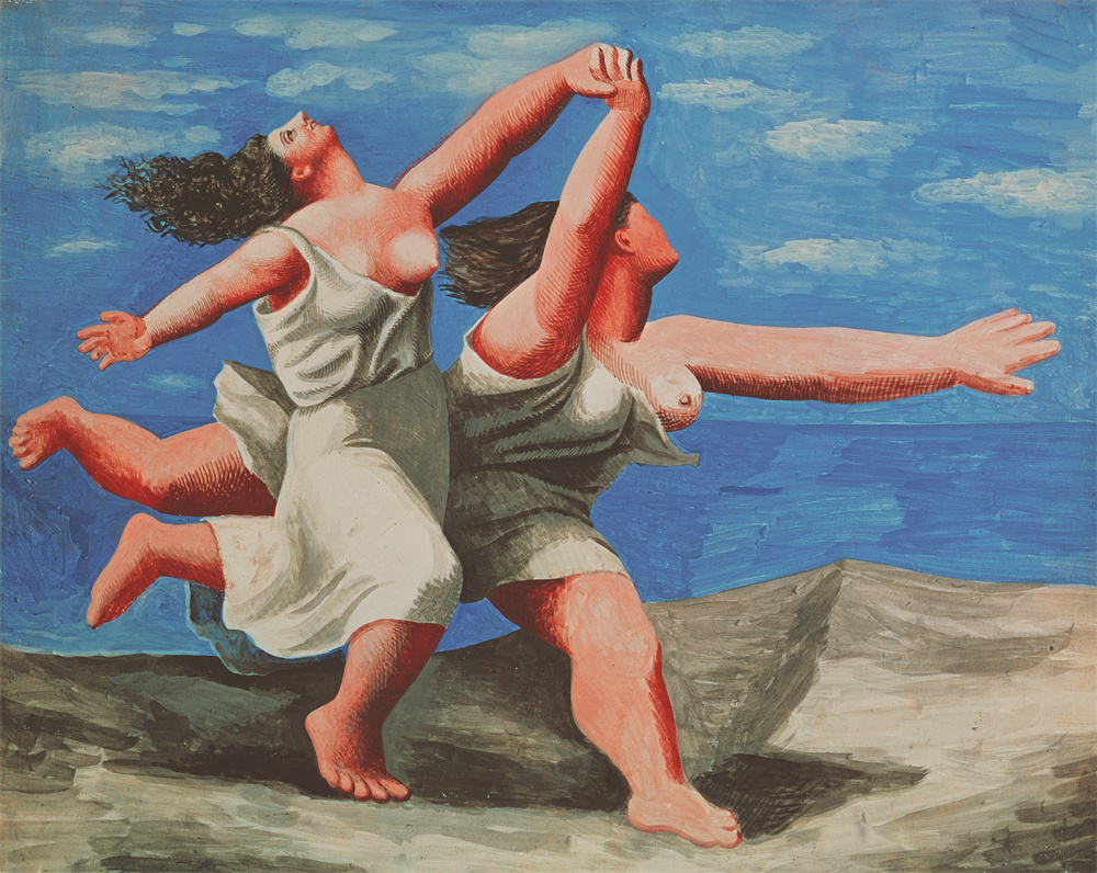 Two women running on the beach (The race) 海边奔跑的两女人