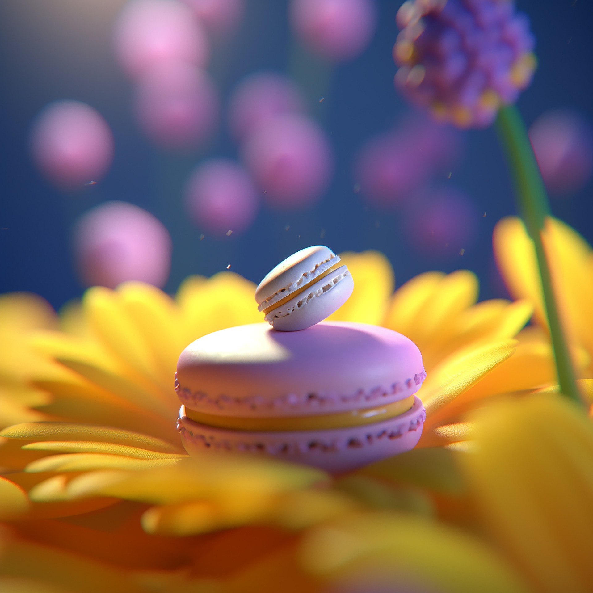 Ai Generated Flower Macaroons AI生成的马卡龙蛋糕花
