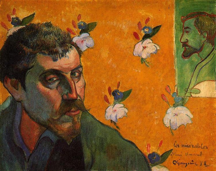 Self-Portrait with Portrait of Émile Bernard (Les misérables) 自画像,背景是伯纳德的自画像