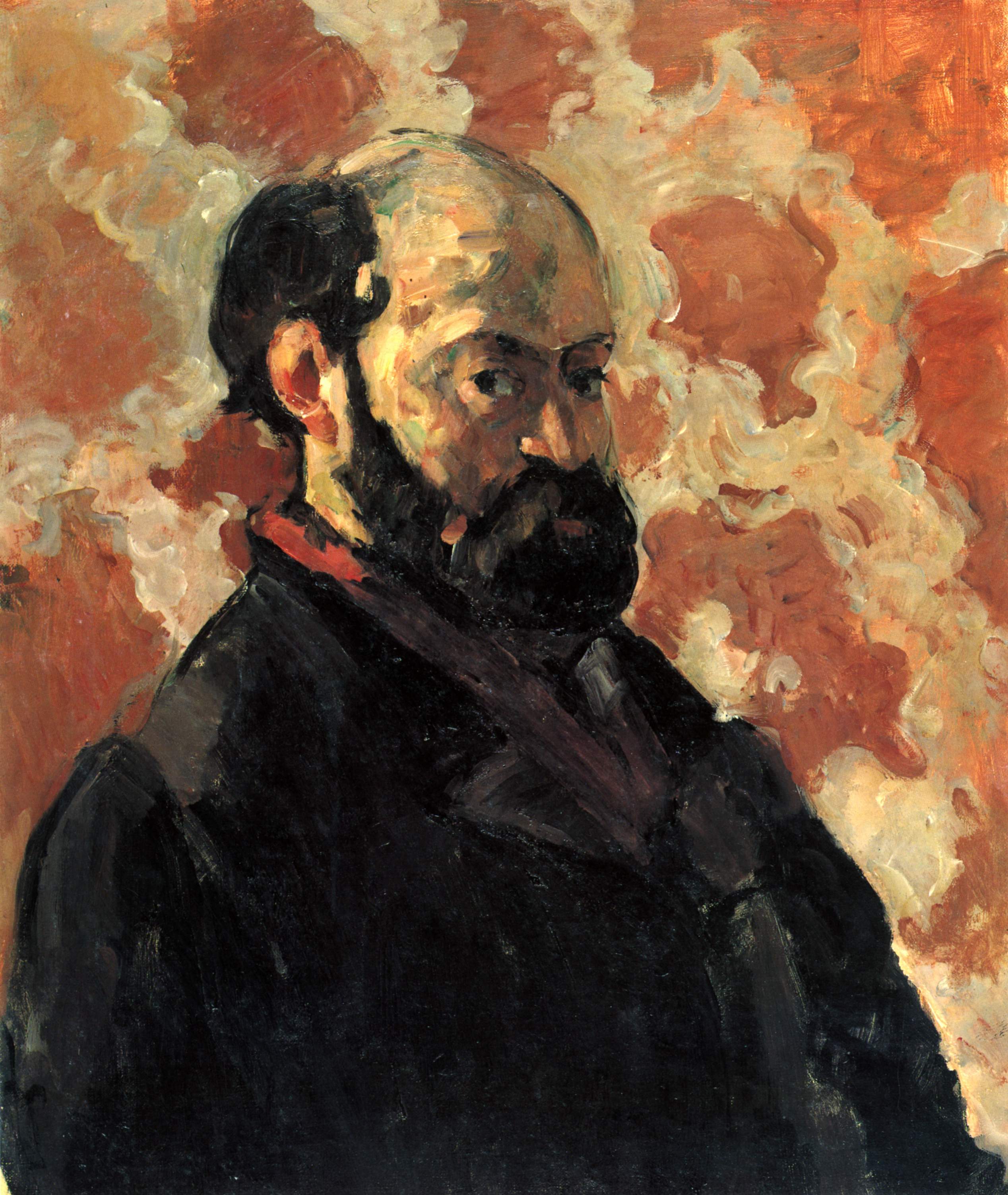 Self-portrait in front of pink background