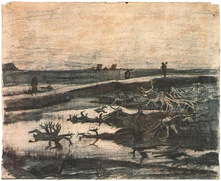 Landscape with Bog-Oak Trunks
