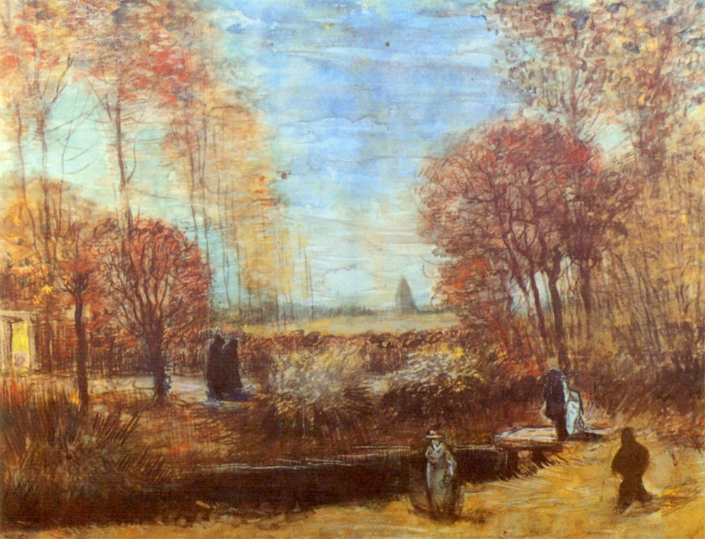 The Parsonage Garden at Nuenen with Pond and Figures