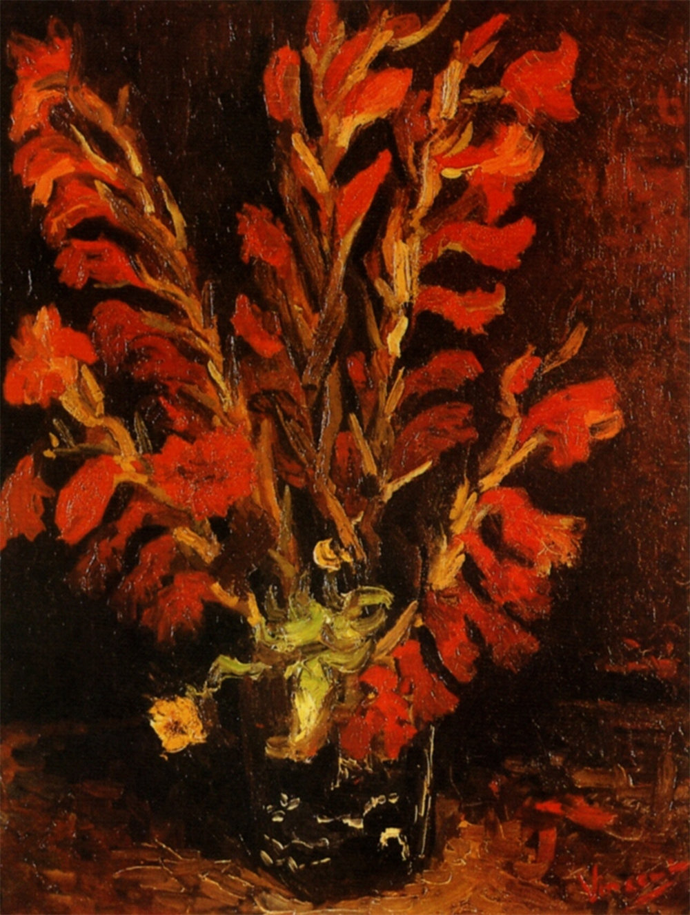 Vase with Red Gladioli