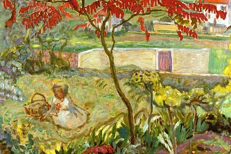 Garden with Red Tree