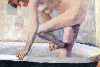 Nude Washing Feet in a Bathtub