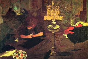 Young woman near lamp