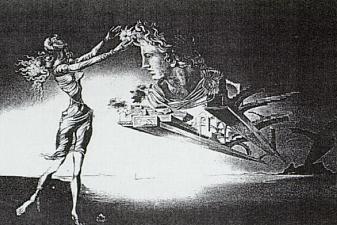 Apparition of a Woman and Suspended Architecture in the Desert