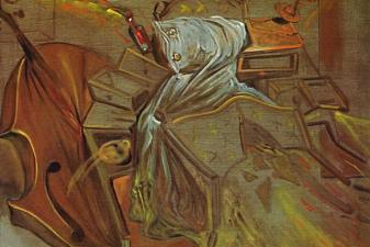 Bed and Two Bedside Tables Ferociously Attacking a Cello