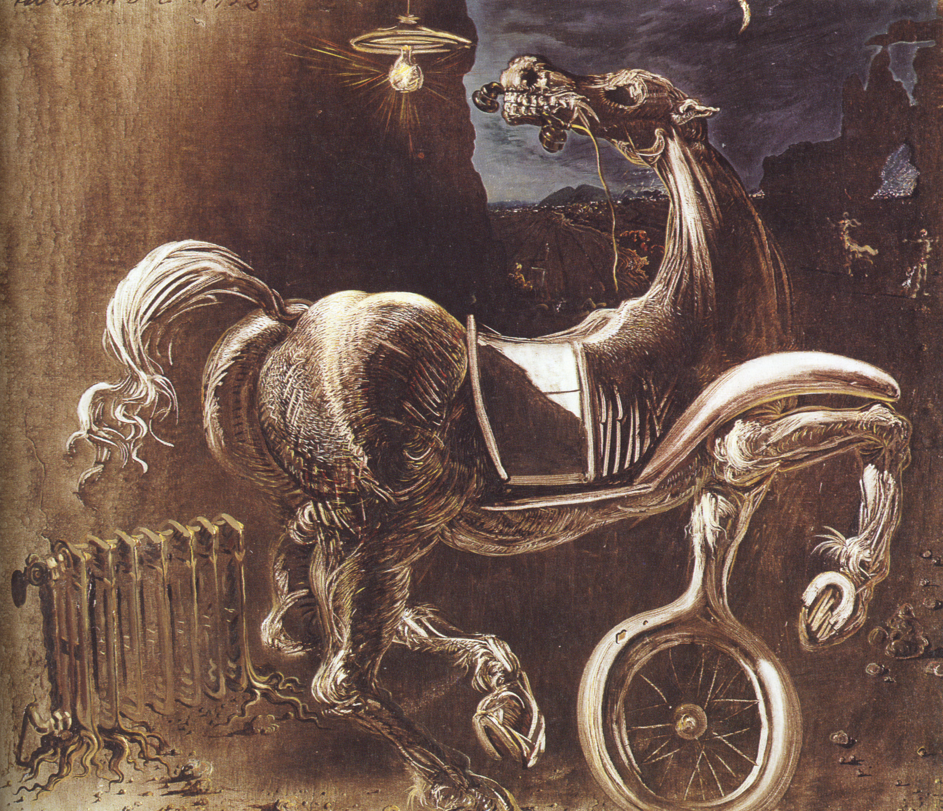 Debris of an Automobile Giving Birth to a Blind Horse Biting a Telephone 
