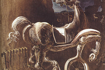 Debris of an Automobile Giving Birth to a Blind Horse Biting a Telephone