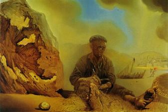 Fisherman of Port Lligat Mending His Net