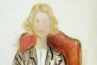 Portrait of a Woman - Grey Jacket Wearing a Pearl Necklace