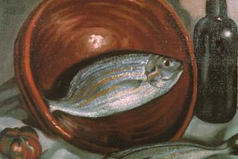 Still Life Fish with Red Bowl