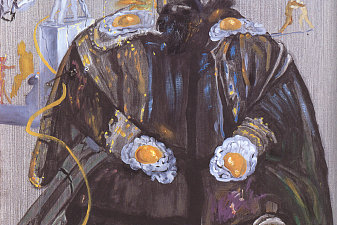 Velazquez Dying Behind the Window on the Left Side Out of Which a Spoon Projects