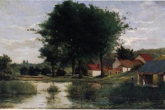 Autumn Landscape (Farm and pond)