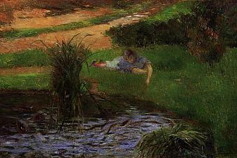 Pond with Ducks (Girl Amusing Herself)