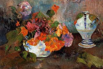 The vase of nasturtiums