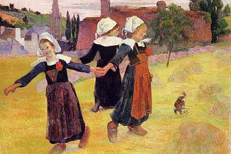 Breton girls dancing