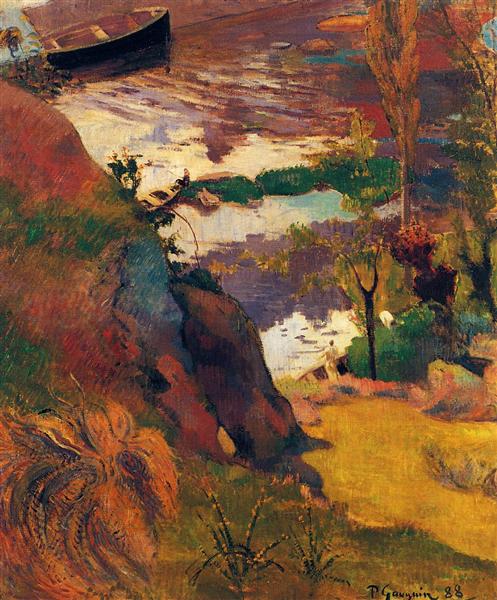 Fisherman and bathers on the Aven 