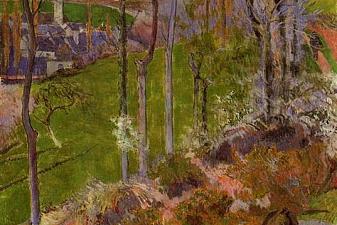 Petit Breton arranging his shoe, or Landscape at Pont-Aven, Brittany