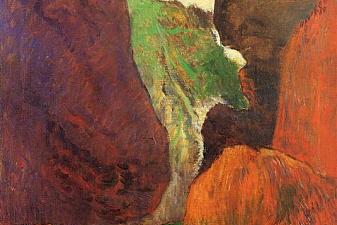 Seascape with cow on the edge of a cliff