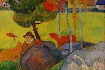 Breton Boy in a Landscape with Goose