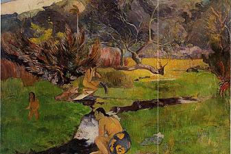 Tahitian woman near river