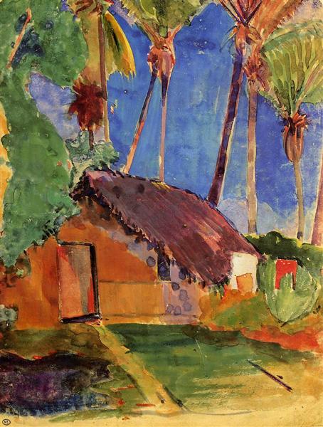 Hut under the coconut palms 