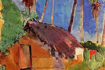 Hut under the coconut palms