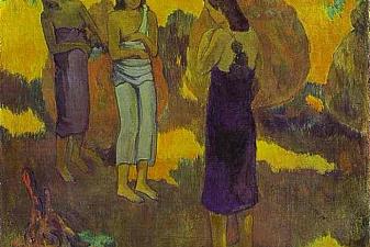 Three Tahitian Women against a Yellow Background, 1899 (oil on canvas)
