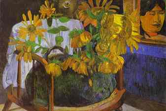 Still Life with Sunflowers on an armchair