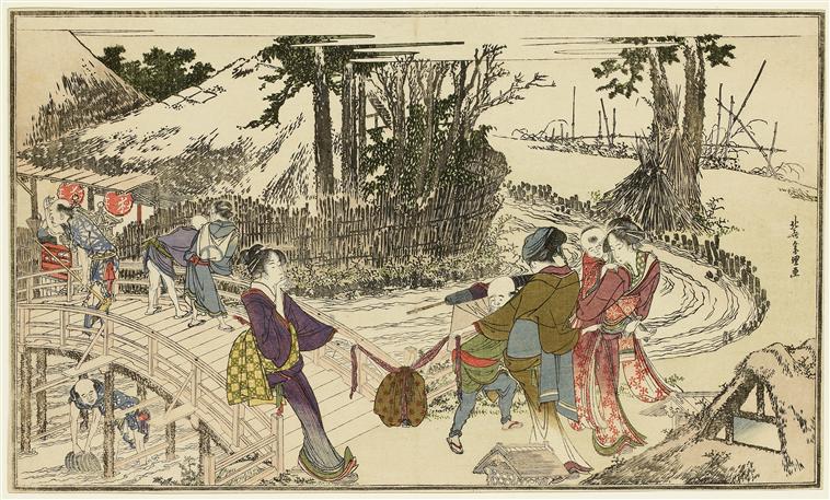 Women walking in a garden 