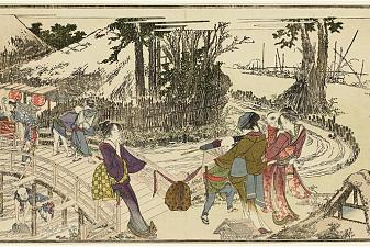 Women walking in a garden